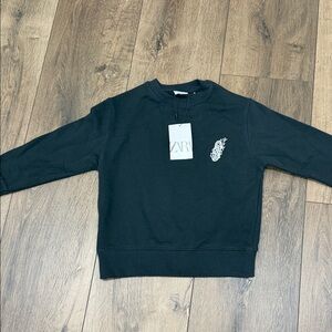 NWT Zara Kid Crewneck Sweater in Black
